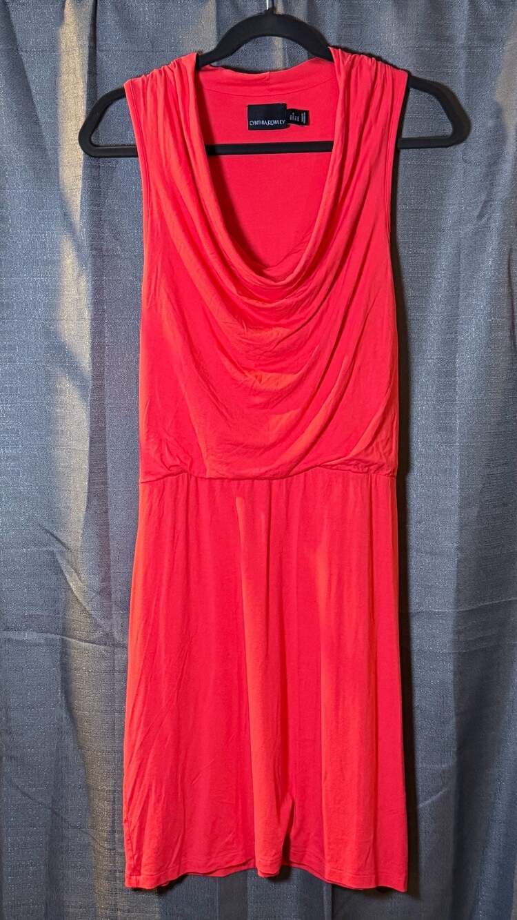 Cynthia Rowley Coral Sleeveless Cowl Neck Racerback Dress Size L